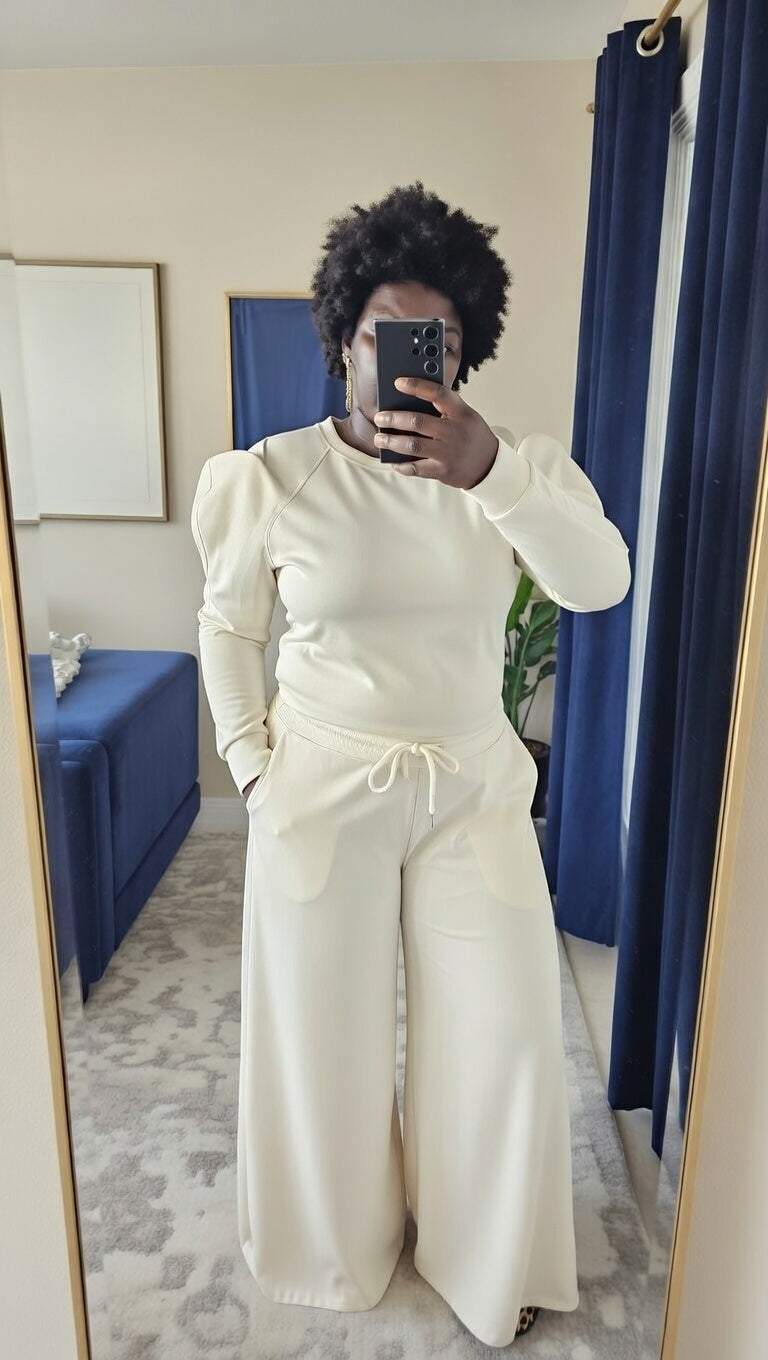 Pantalon Jogging large Blanc cassé