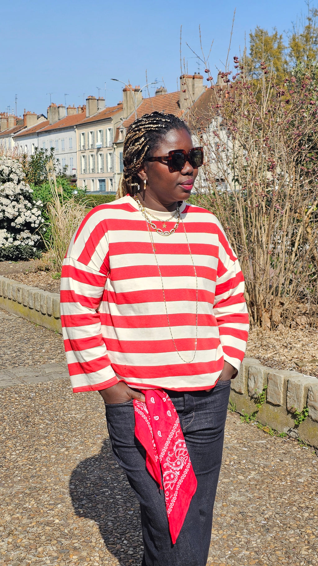 T-shirt Yves à rayure rouge