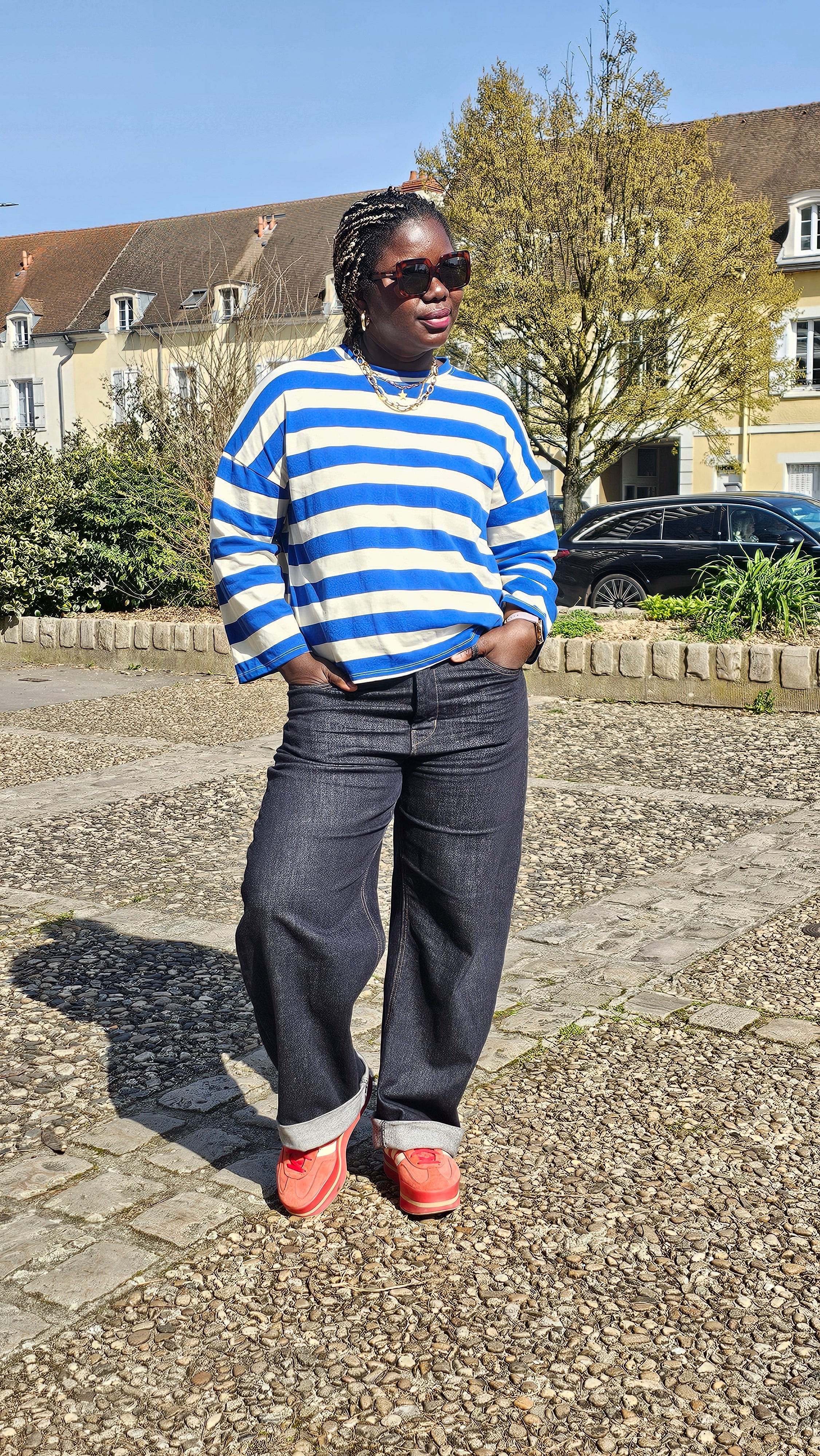 T-shirt Yves à rayures bleu