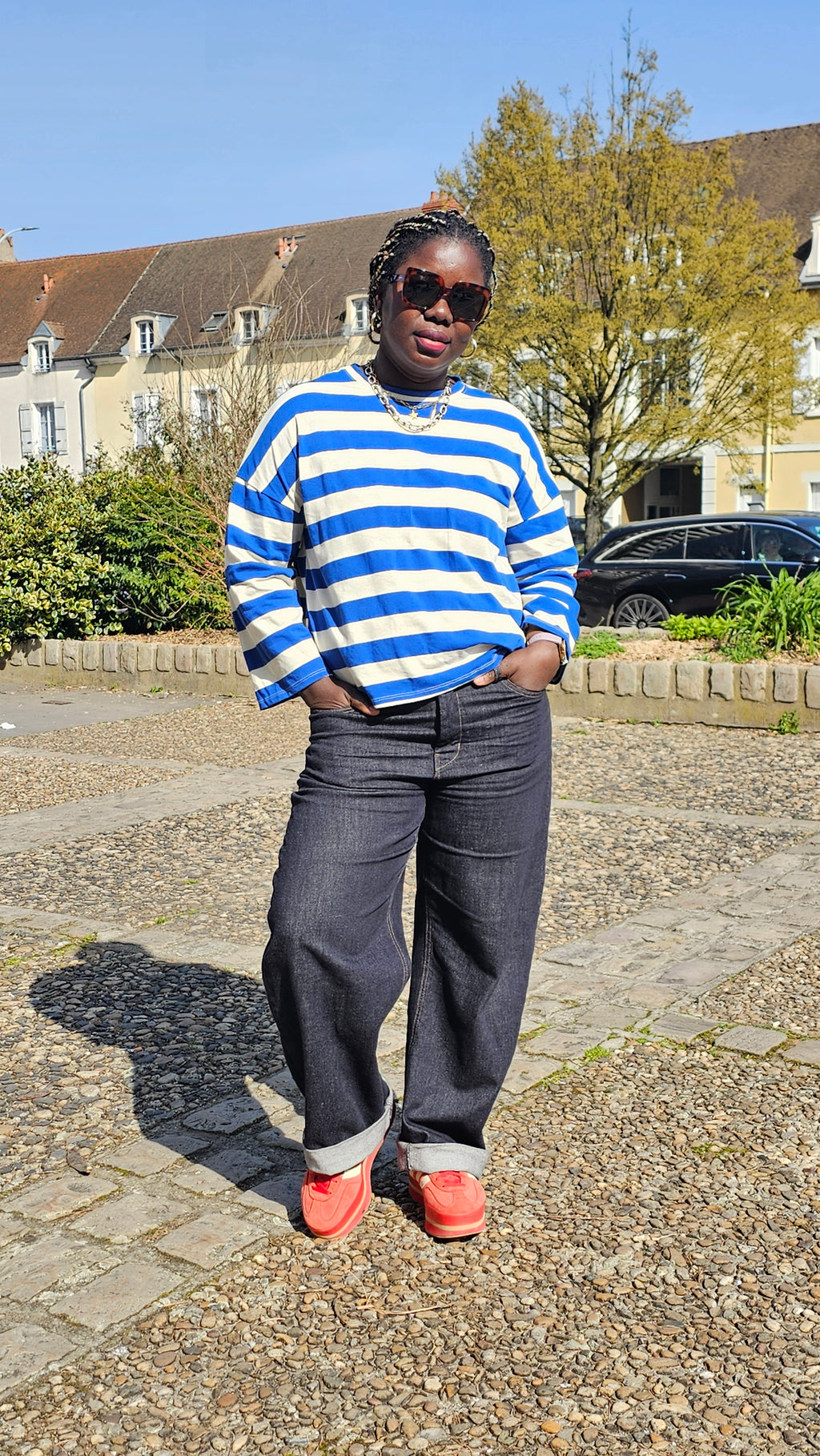 T-shirt Yves à rayures bleu